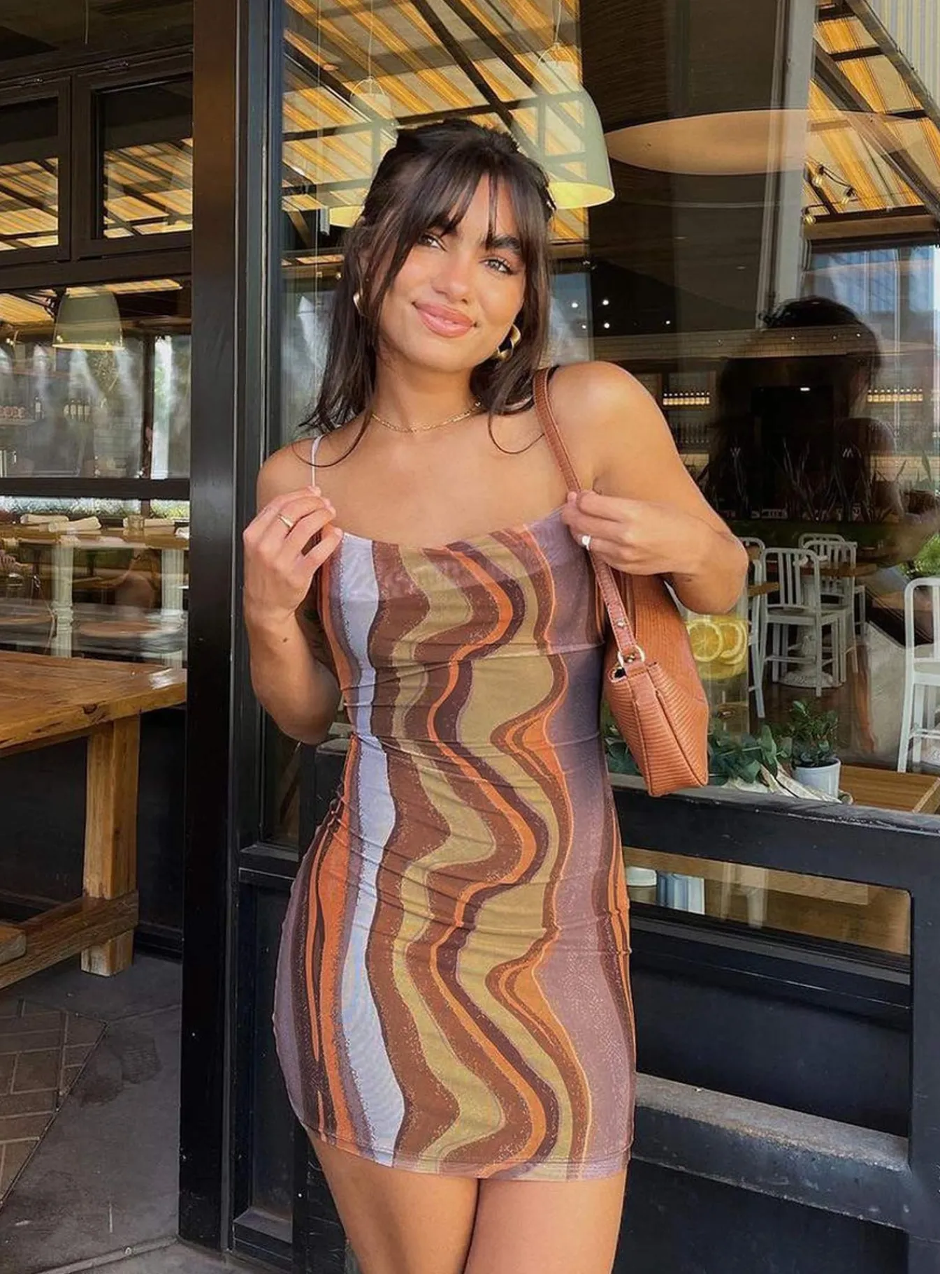 Princess Polly Motel Bexley Dress Earthy Gradient Brown Best
