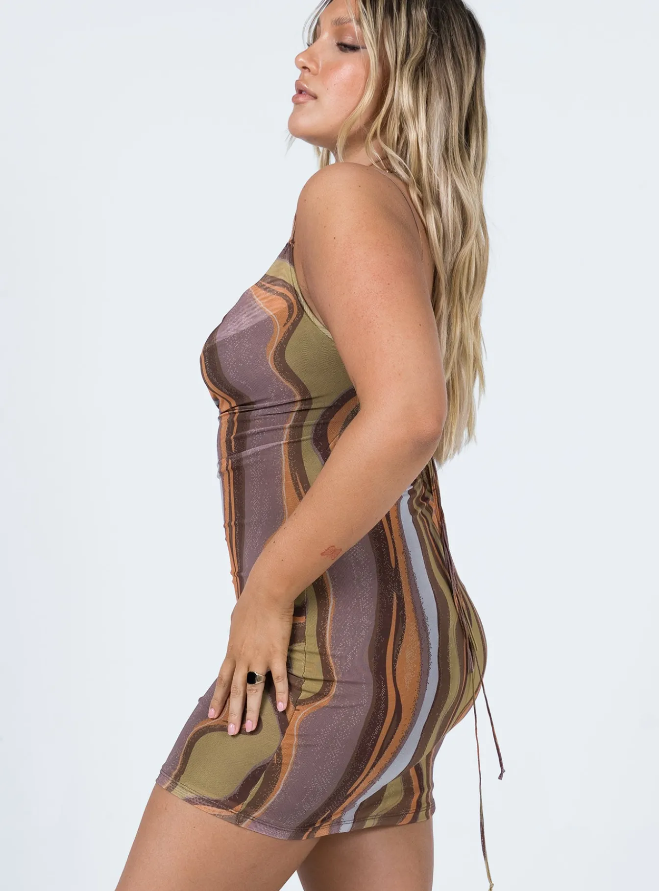 Princess Polly Motel Bexley Dress Earthy Gradient Brown Best