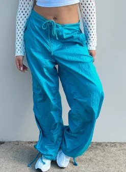 Princess Polly Motel Chute Trousers  Blue New