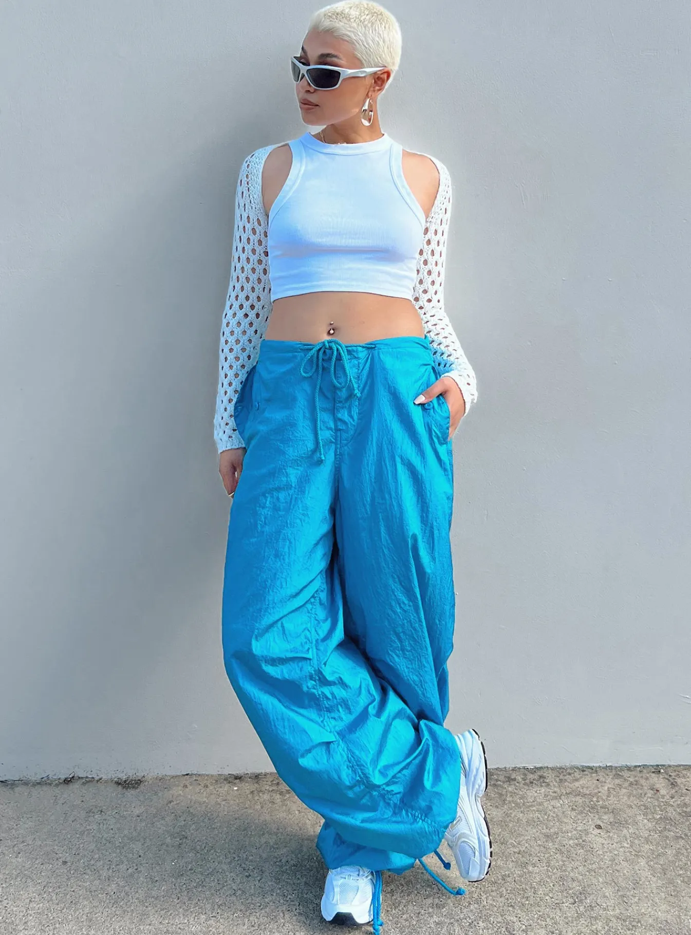 Princess Polly Motel Chute Trousers Blue New