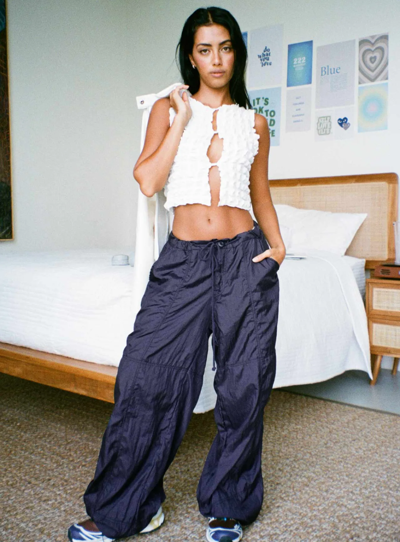 Princess Polly Motel Chute Trousers Navy Cheap