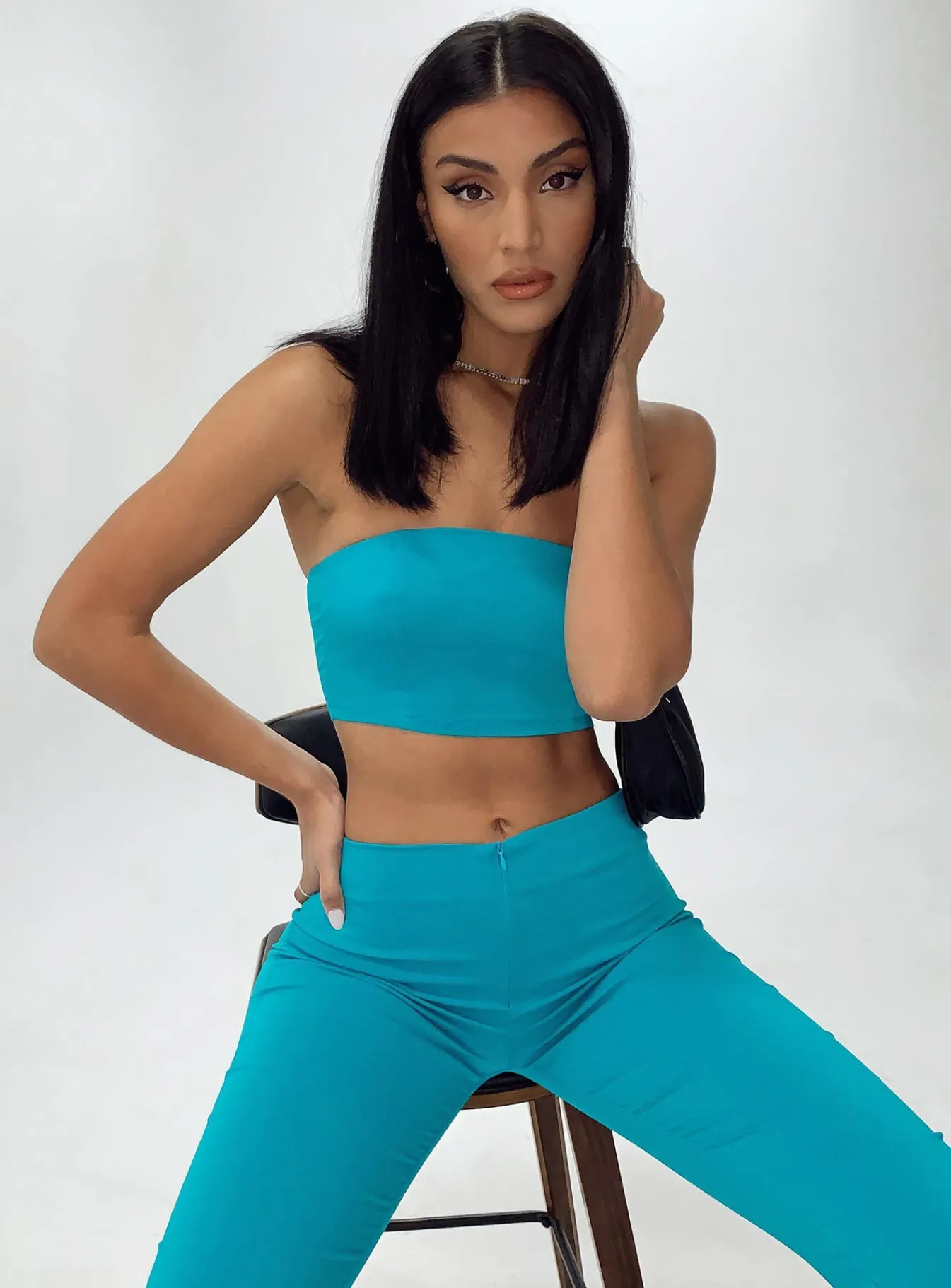 Princess Polly Motel Danela Top Tailoring Azure Blue New