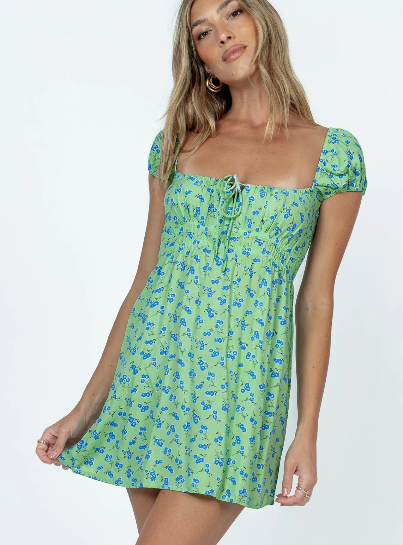 Princess Polly Motel Galova Mini Dress Lime Floral Green Best Sale