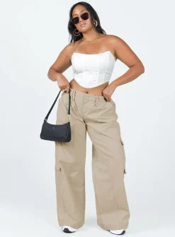 Princess Polly Motel Hansa Trouser Panama Ecru   Cream Outlet