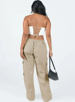 Princess Polly Motel Hansa Trouser Panama Ecru   Cream Outlet