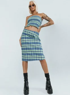 Princess Polly Motel Harriet Skirt Colourpop Check  Blue Online