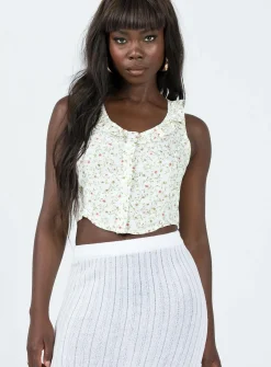 Princess Polly Motel Julka Top Pretty Petal Ivory White Fashion