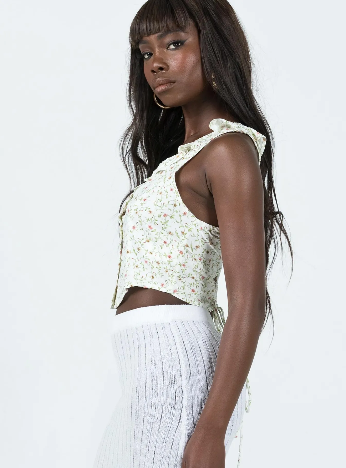 Princess Polly Motel Julka Top Pretty Petal Ivory White Fashion