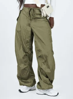 Princess Polly Motel Juwan Trouser Parachute Green Sale