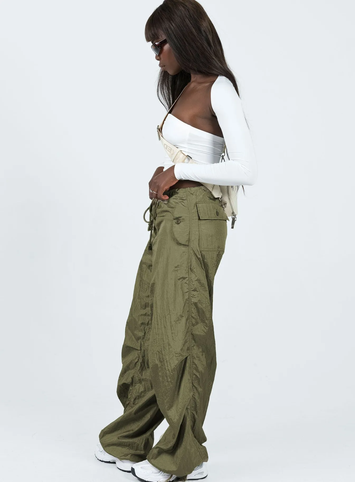 Princess Polly Motel Juwan Trouser Parachute Green Sale