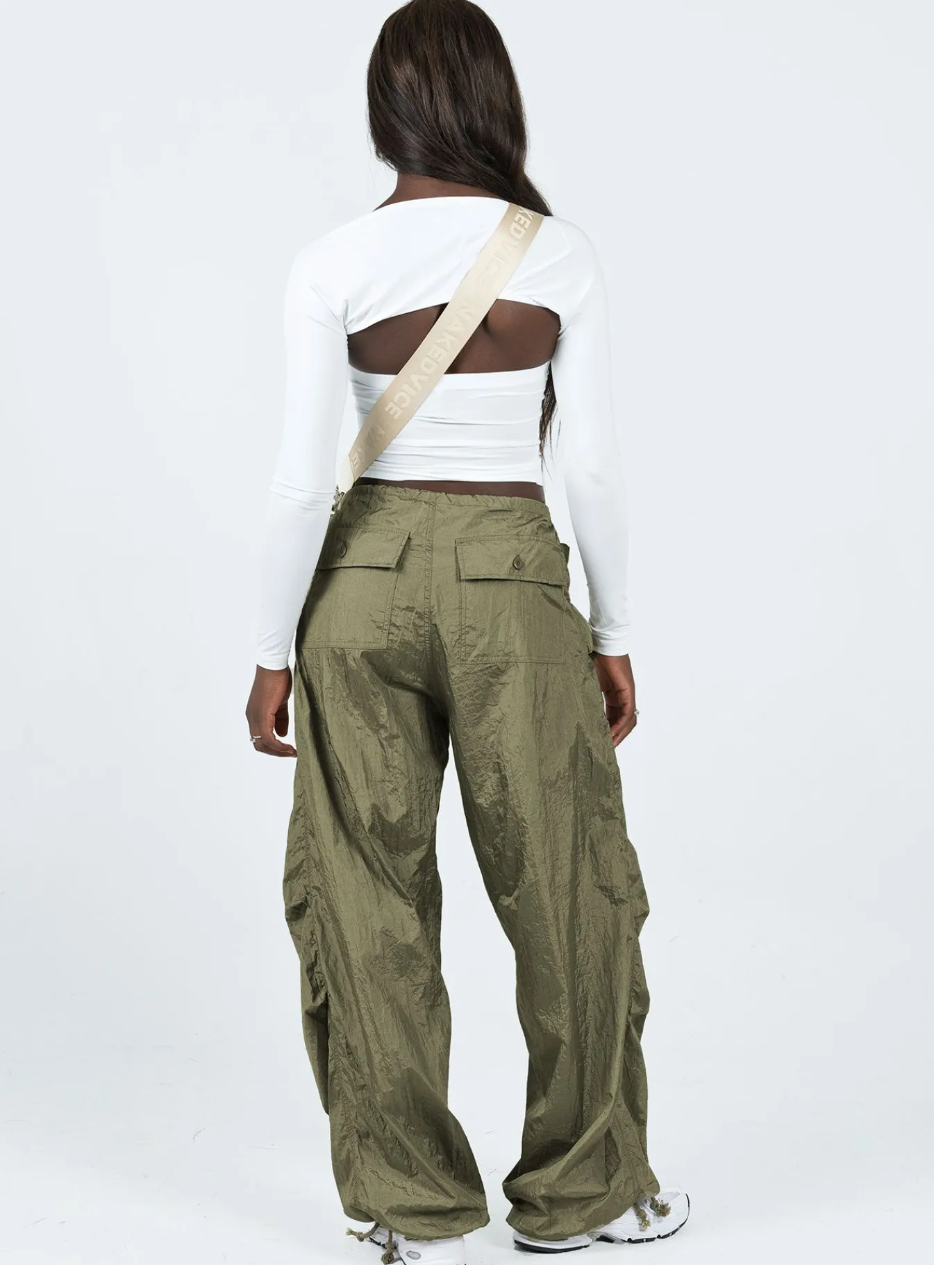 Princess Polly Motel Juwan Trouser Parachute Green Sale