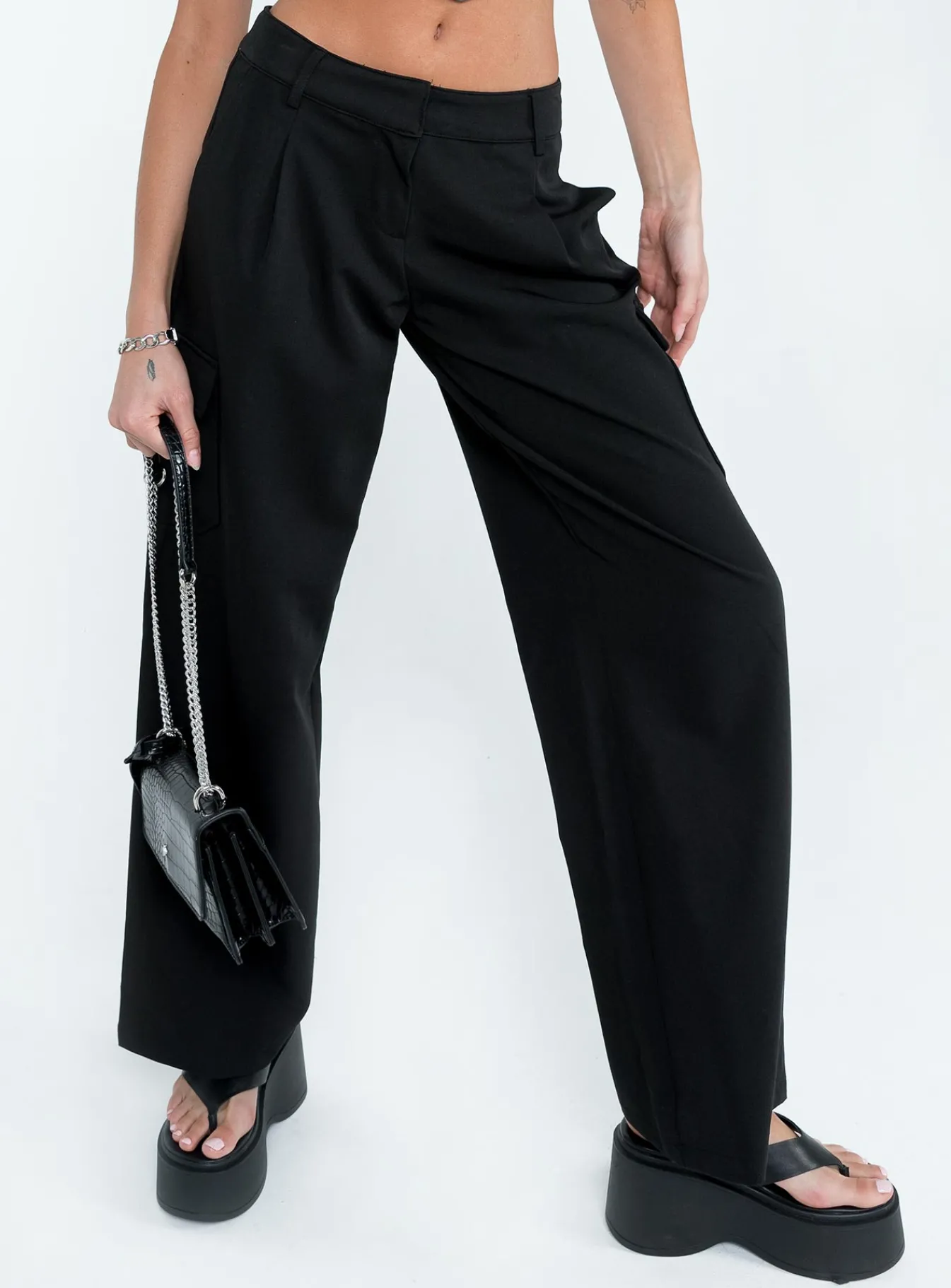 Princess Polly Motel Low Rise Abba Cargo Black Hot