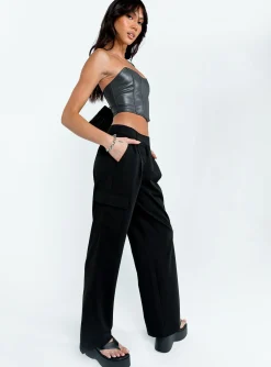 Princess Polly Motel Low Rise Abba Cargo Black Hot