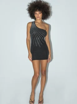 Princess Polly Motel Mandan Dress Crepehotfix Diamante   Black Shop