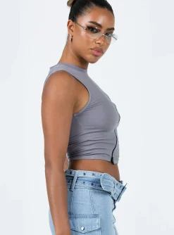 Princess Polly Motel Mozi Top Grey Discount