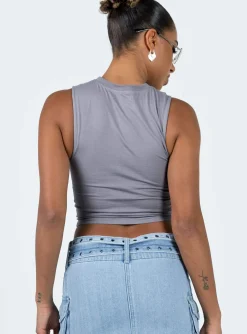 Princess Polly Motel Mozi Top Grey Discount