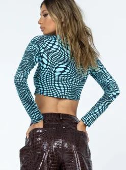 Princess Polly Motel Natta Top Optic Polka Blue Shop