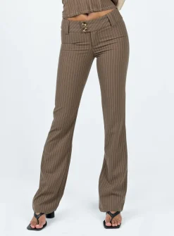 Princess Polly Motel Navida Trouser Pinstripe Brown Best Sale