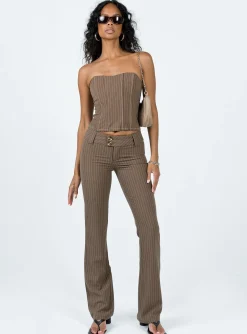 Princess Polly Motel Navida Trouser Pinstripe Brown Best Sale