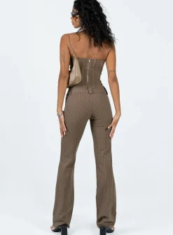 Princess Polly Motel Navida Trouser Pinstripe Brown Best Sale