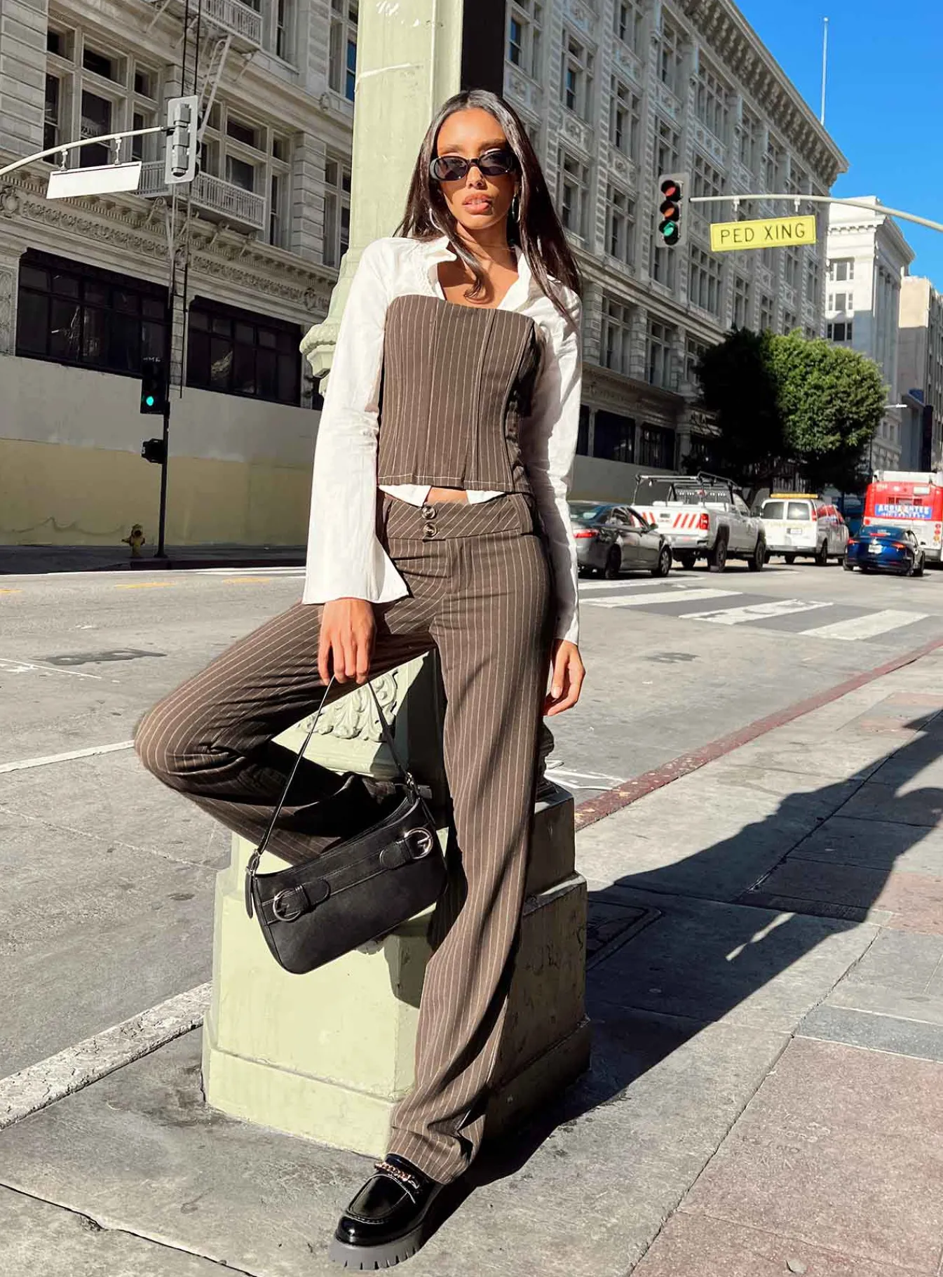 Princess Polly Motel Navida Trouser Pinstripe Brown Best Sale