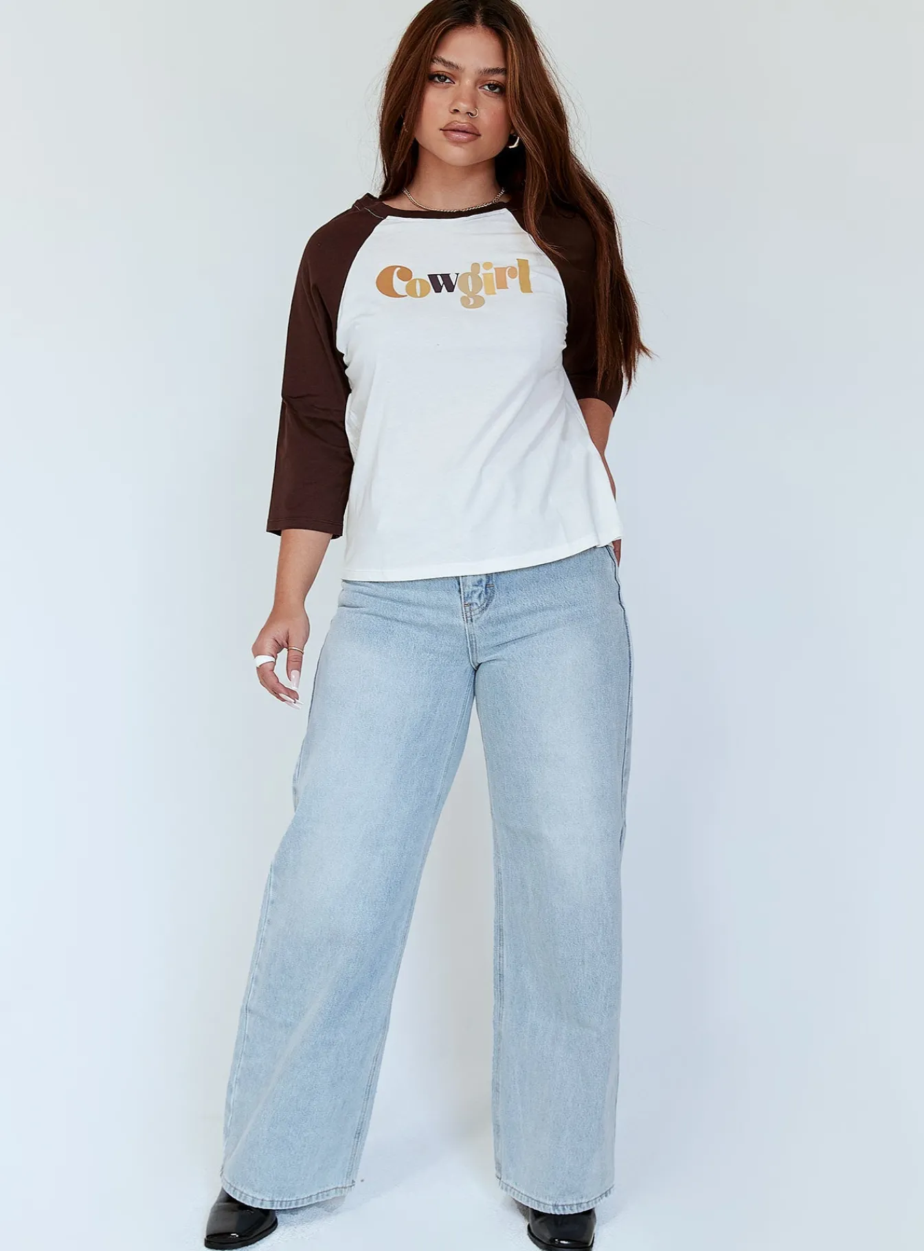 Princess Polly Motel Nexo Tee Cowgirl Brown White / Brown Outlet