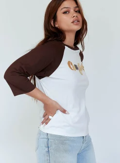 Princess Polly Motel Nexo Tee Cowgirl Brown White / Brown Outlet
