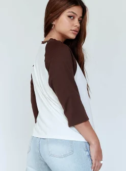 Princess Polly Motel Nexo Tee Cowgirl Brown White / Brown Outlet