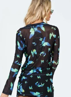 Princess Polly Motel Niles Mini Skirt Butterfly Watercolour  Black Store