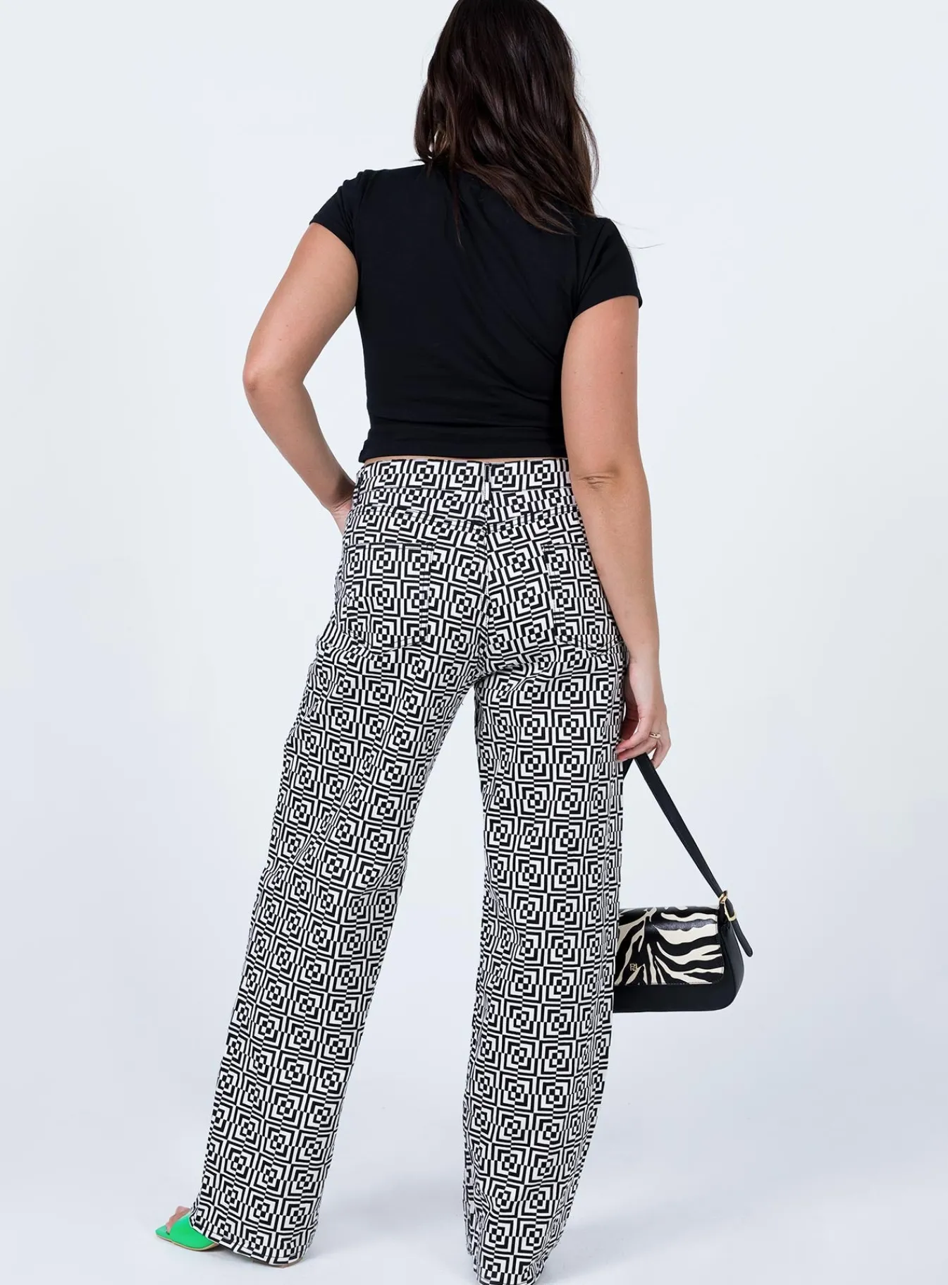 Princess Polly Motel Parallel Jeans Optic Square Black / White Hot