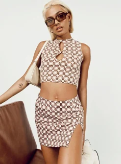 Princess Polly Motel Pelma Mini Skirt Chain Tangle  Beige Best