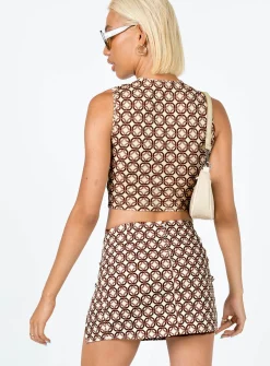 Princess Polly Motel Pelma Mini Skirt Chain Tangle Beige Best