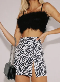 Princess Polly Motel Pelmet Skirt 90'S Zebra Black &Amp; White   Black & White Clearance