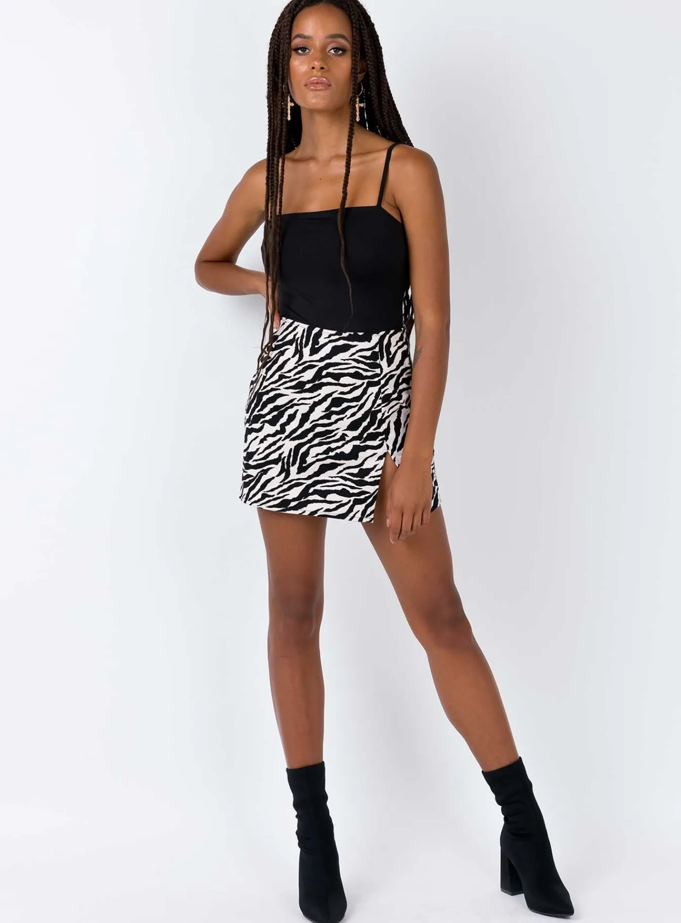 Princess Polly Motel Pelmet Skirt 90'S Zebra Black &Amp; White Black & White Clearance