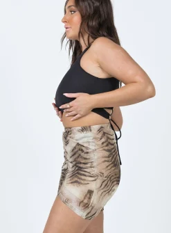 Princess Polly Motel Plata Skirt Tiger Brown Clearance