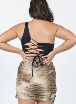 Princess Polly Motel Plata Skirt Tiger Brown Clearance