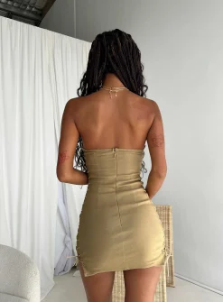 Princess Polly Motel Sanvi Mini Dress Tan Hot