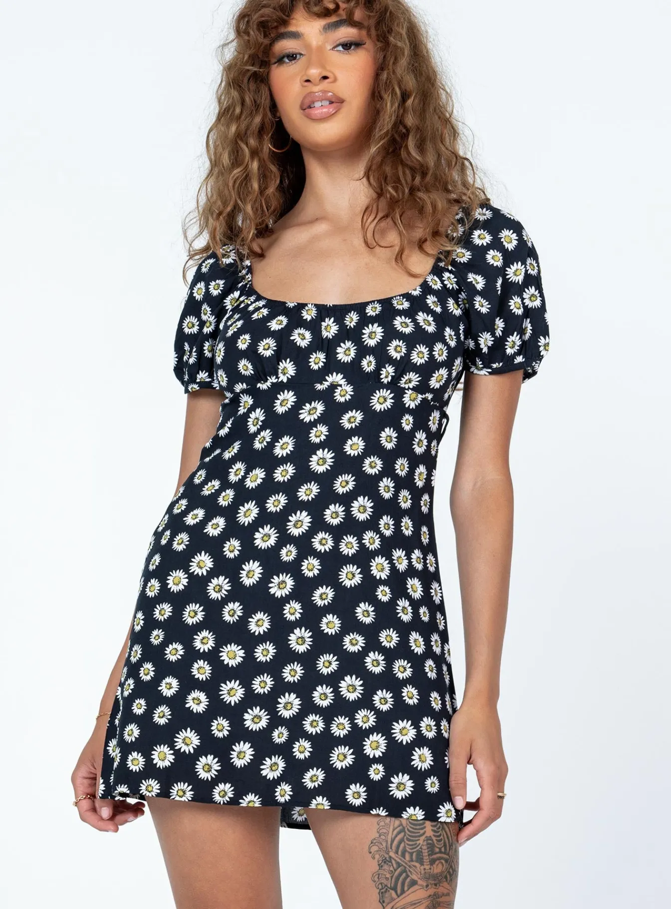 Princess Polly Motel Sasi Mini Dress Grunge Daisy Black Fashion