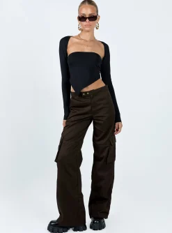 Princess Polly Motel Saul Trouser Dark  Brown Cheap