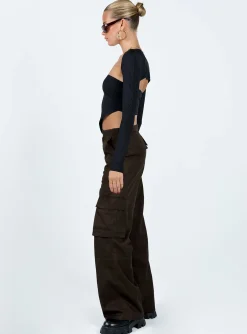 Princess Polly Motel Saul Trouser Dark  Brown Cheap