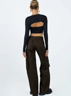 Princess Polly Motel Saul Trouser Dark  Brown Cheap