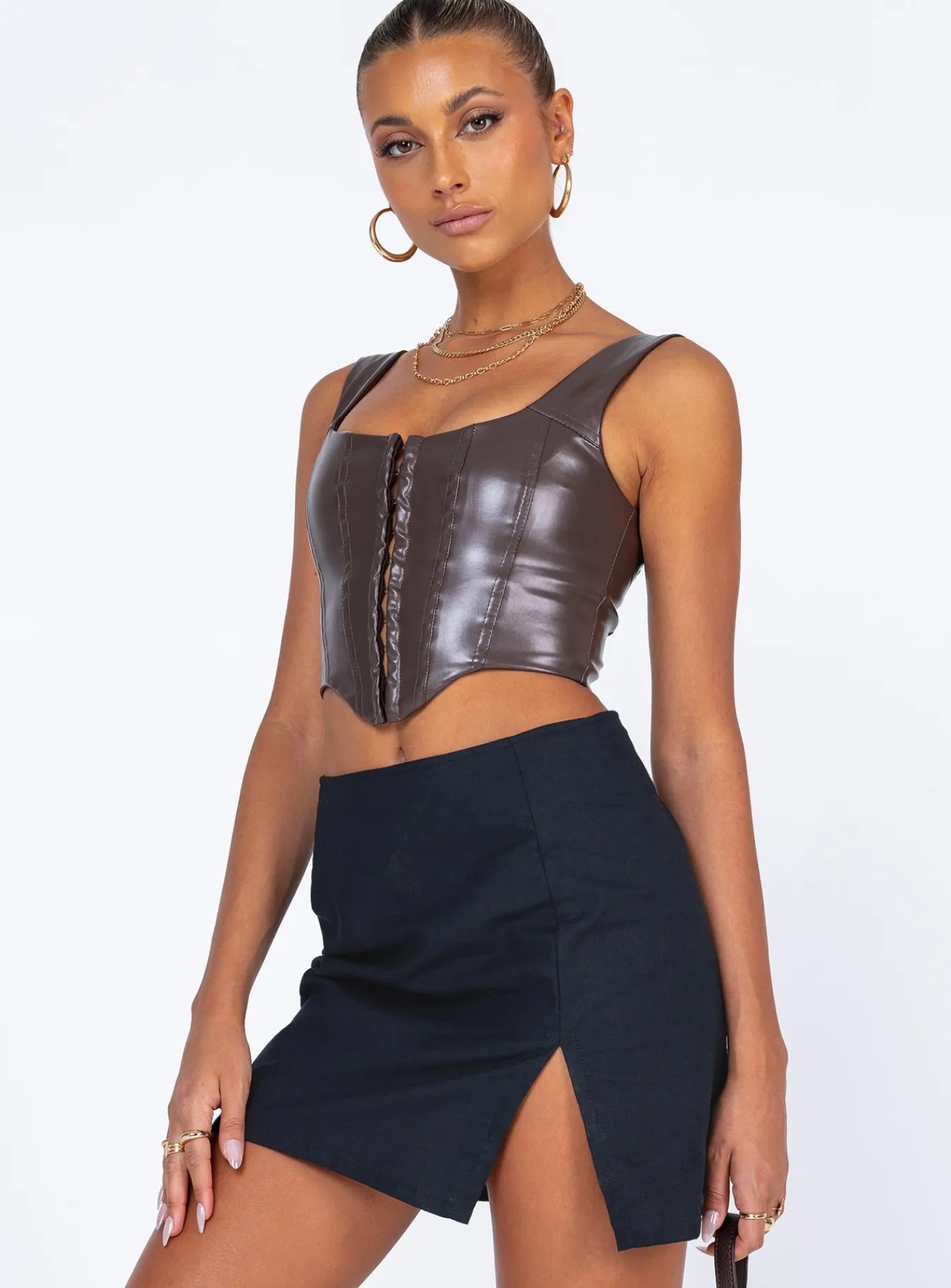 Princess Polly Motel Sheny Mini Skirt Black Cheap
