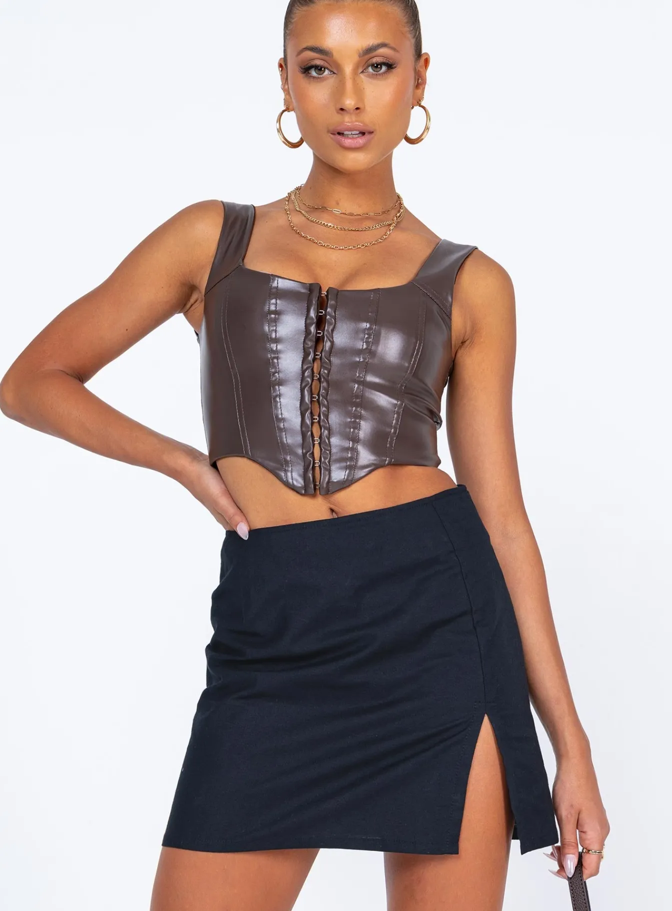 Princess Polly Motel Sheny Mini Skirt Black Cheap