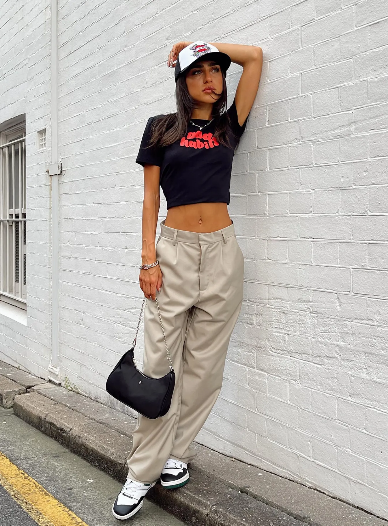 Princess Polly Motel Shrunk Tee Bad Habits Black Shop