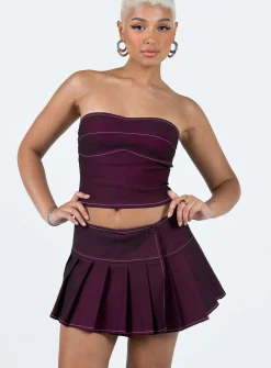 Princess Polly Motel Zabini Skirt  Burgundy Shop