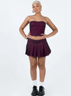 Princess Polly Motel Zabini Skirt  Burgundy Shop