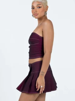 Princess Polly Motel Zabini Skirt  Burgundy Shop
