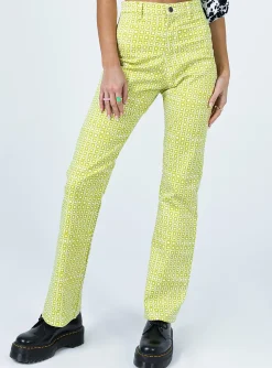 Princess Polly Motel Zoven Trousergeo Retro Green Cheap