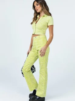 Princess Polly Motel Zoven Trousergeo Retro Green Cheap