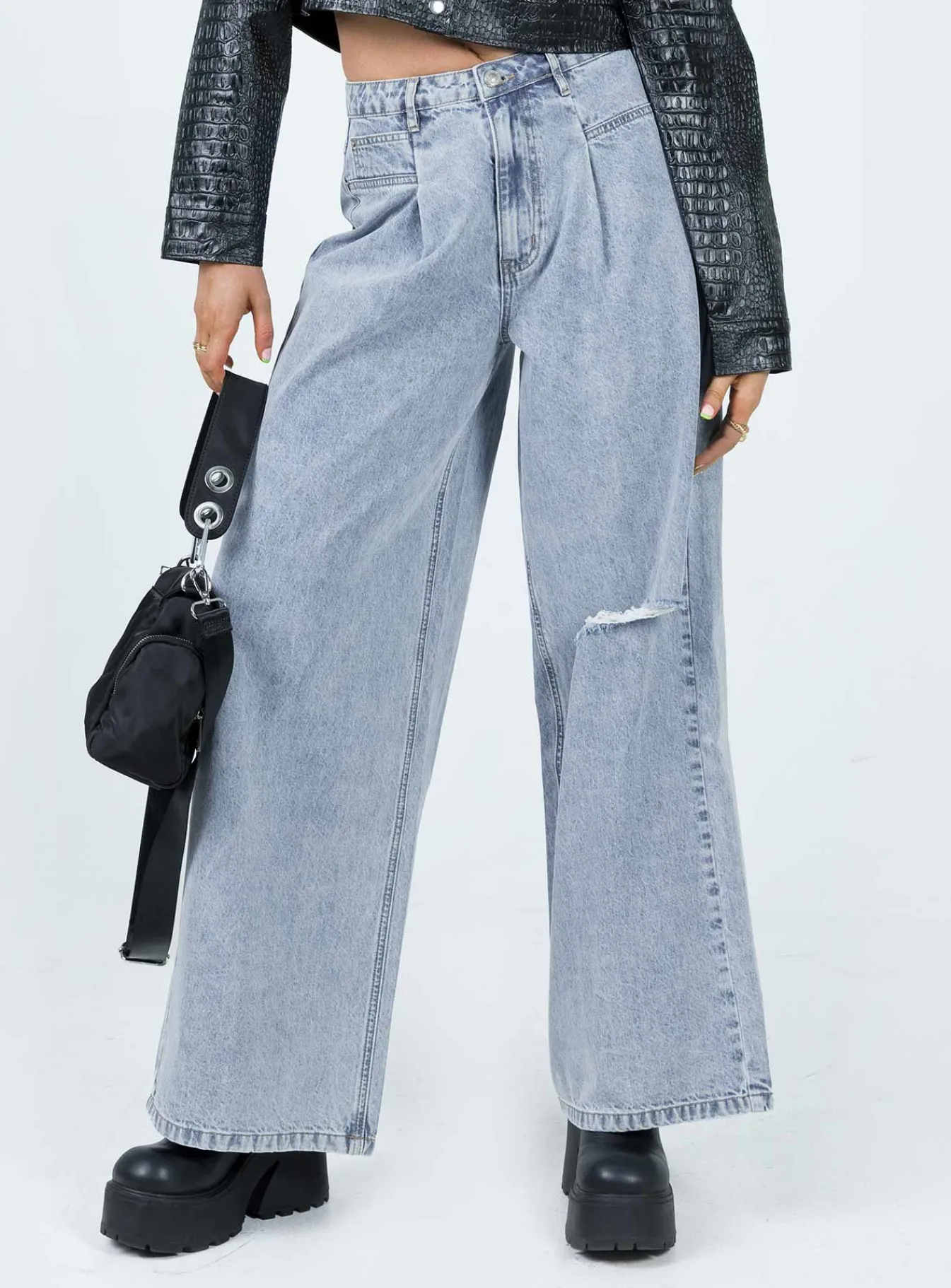 Princess Polly Murdock Wide Leg Jeans Denim Discount